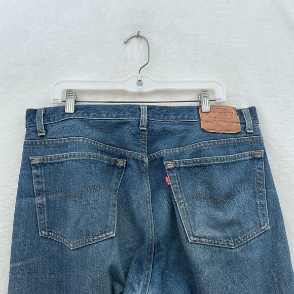Vintage Levis 501 Jeans Mens 38x32 (36x31) Blue Straight Leg Button Fly Whisker - Picture 13 of 14